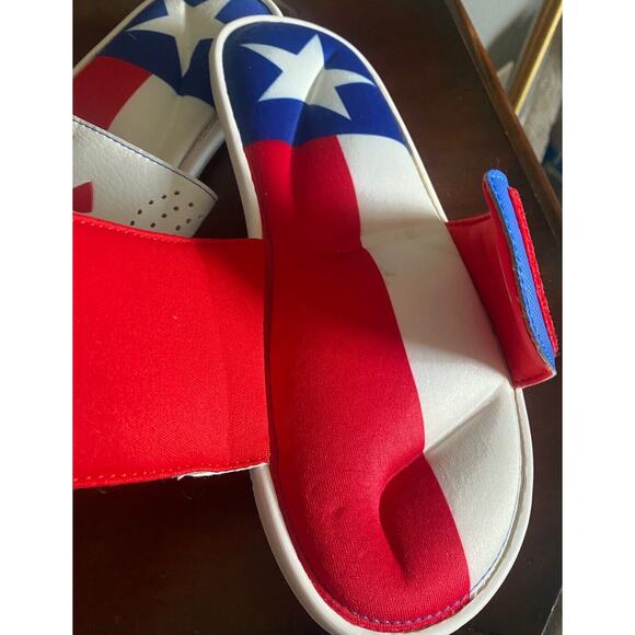 Under Armour Texas Flag Slides Sandals Men 7 Ignite White Red Blue Shoes New - Picture 11 of 15